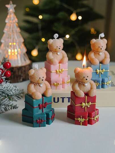 Cirelle 1 件圣诞蜡烛泰迪熊形状装饰蜡烛，手工大豆蜡香薰蜡烛，适用于家居装饰、派对、餐桌、节日礼物、晚餐、活动/派对、放松/冥想、氛围照明、女士礼物、圣诞礼物