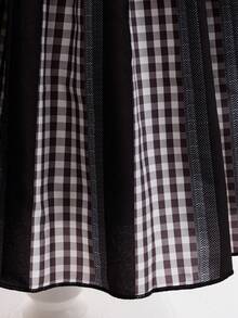 女学生学院制服服装条纹连衣裙假发+袜子3件套服装套装儿童万圣节狂欢节角色扮演生日派对儿童化装舞会 - 黑色 - 查看 8