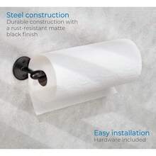interDesign Orbinni Porta Rollo - Portarrollos de Pared para un Rollo - Sencillo Soporte para Papel de Cocina - Metal Bronce - Negro Mate - Ver 4