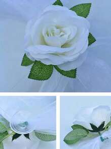 2pcs/Set Artificial White Flower Garland With Suction Cup Decoration Gifts,Silk Floarl Vine, Car Wedding Engagement Garland, Spring, Romantic Bride Accessories,Flower Jewellery Car Wedding, DIY White Gauze Rose Decoration Set, Car Back To School Supplies Thanksgiving Christmas Holiday Essentials Gift