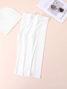 3 Pairs Girls' Solid Color Basic Ankle Length Leggings, Suitable For All Seasons - White - View 6