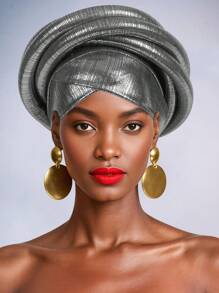 女士夸张非洲头巾交叉帽檐立体造型高档宴会头饰 - 彩色 - 查看 17