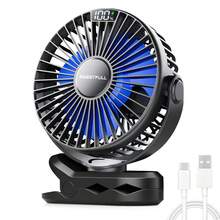 sweetfull 便携式夹式风扇，USB充电，带数字显示屏，2000mAh*2电池容量，4档风速可调，360°旋转，适用于桌面、户外露营和运动。 - 彩色 - 查看 14