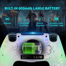 Wireless Controller Compatible With PS4, Wireless Remote Gamepad With Unique Cracked Design/Dual Vibration/6-Axis Motion Sensor/Audio Function, Game Controller Widely Compatible With PS4/PC/IOS(White) - White - View 5