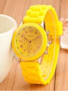 1 件时尚休闲女士硅胶石英腕表，舒适硅胶表带，适合日常休闲佩戴，是理想的礼物之选 - 彩色 - 查看 22