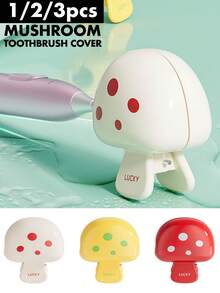 1 pieza/2/3 piezas Soporte para cepillo de dientes con forma de hongo, Cubierta protectora para cabezal de cepillo de dientes de viaje con diseño "SUERTE", Material ABS reforzado, Agarre fuerte y múltiples colores, Apto para uso diario, viajes, viajes de negocios, hoteles, hogar y vuelta al colegio