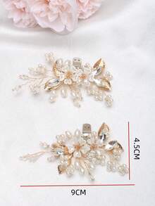 2pcs Detachable DIY Shoe Accessories, Artificial Crystal Moon & Flower Metal Decor, Elegant & Fashionable For Women Heels, Shoes, Pumps, Bridal Shoes, Date Shoes, Wedding Shoes - Gold - View 8