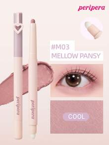 Peripera K-Beauty MOOD IN SHADE 眼影棒，附暈染刷頭，單色眼影筆，可用於眼影、下眼線與眼袋，亮點、閃亮、提亮筆，柔和自然暈染，輕盈順滑，日常妝容 - #M03 MELLOW PANSY - 查看 1
