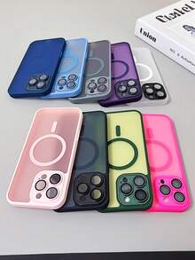 Ốp lưng từ tính cao cấp, mờ trong suốt, chống sốc, tương thích với iPhone 16 15 14 13 12 11 Pro Max, hỗ trợ sạc không dây MagSafe, chống nước, chống rơi vỡ, chống trầy xước, thích hợp làm quà sinh nhật. - Đỏ - Xem 7