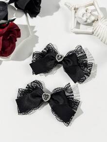 2个哥特风深色发夹，适合节日装扮，哥特爱好者日常佩戴，爪夹，发爪，发夹，发卡，发饰，头饰，发卡 - 黑色 - 查看 2