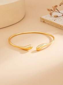 1 件欧美设计熔岩开口臂链，时尚液体流动风格金属臂手链（实际形状扁平，可自由调节）