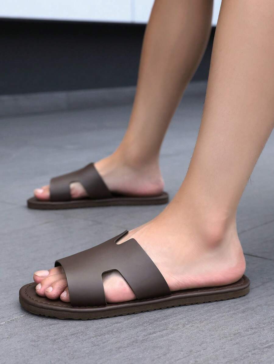 Men's Sandals Comfortable And Stylish Black Slippers Suitable For Beach, Swimming Pool, Indoor Leisure Slippers, Cool Flat Sandals - Brown - View 1