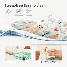 79x71 Foldable Baby Play Mat For Floor, Extra Large Tummy Time And Crawling Playmat, Thick Foam Play Mat For Baby, Reversible Portable Babies Floor Mats For Infant, Toddler - 北美栗鼠 - 查看 3