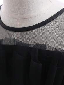 Đầm dự tiệc cổ tròn bằng vải tuyn đính nơ thanh lịch cho bé gái, phù hợp với sàn diễn thời trang, tiệc tối, không kèm băng đô - màu đen - Xem 6