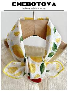 1条53x53厘米清新柠檬印花围巾，多功能头巾/领巾，适合日常使用 - 彩色 - 查看 8