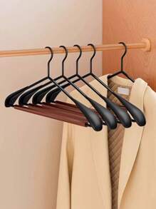 1/2/3/5pcs Premium Wooden & Metal Wide Shoulder Clothes Hangers, Lightweight High-End Wardrobe Closet Specialized Wooden Hangers With Non-Slip Pant Bar, For Storing Coats, Jeans, Sweaters - Multicolor - View 10