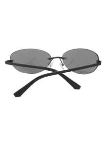 1 Pair Women's Dark Grey Oval Frameless Metal Leg Edged Personalized Fashion Glasses Oval Shape Shades - Dark Grey - View 5