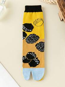 1 Pair Women's Japanese Style Two-Toe Socks, Skin-Friendly Soft And Fashionable Versatile
