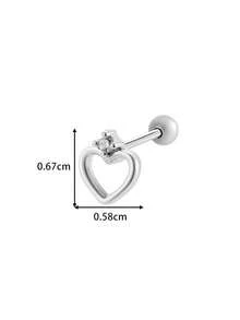 Toppiercing 1 件简约铜锆石心形不锈钢轴时尚百搭耳骨耳环