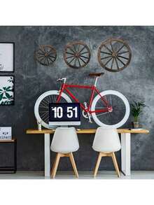 1pc/2Pcs/3Pcs Wooden Wagon Wheel Decor 12/10/8 Inch Old Western Wall Decor Farmhouse Wagon Wheels Rustic Yard Hanging Decorative Art For Garden Home Bar Garage(Dark Brown) Room Decor Bedroom Decor Home Decor - Multicolor - View 6