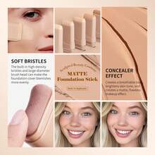 1 件 20 克遮瑕粉底棒，带刷子，平滑轮廓高光哑光液体粉底，适用于日常和节日妆容 - 彩色 - 查看 8