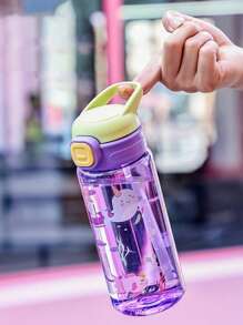 1pc500ml儿童可爱卡通吸管杯便携学校户外运动水壶便携吸管杯学生返校用