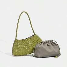 Handmade Woven Bag, Fashion Leather 2025 New High-End French Retro Baguette Underarm Shoulder Bag, Chic Tote Handbag - Multicolor - View 11