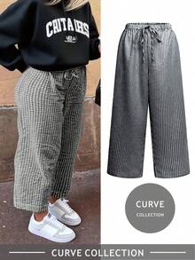 2026春夏大码格子裤，波西米亚风沙滩裤，伊比沙音乐节庆祝，德比日风格 - 黑與白 - 查看 3