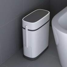 AceHome 14L Slim Plastic Waste Bin With Built-In Toilet Brush - 1 - View 1