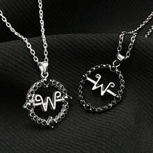 1 Piece Hot-Selling Wednesday Necklace, Unisex Fashion Hollow Round Letter W Pendant Collarbone Chain Wednesday