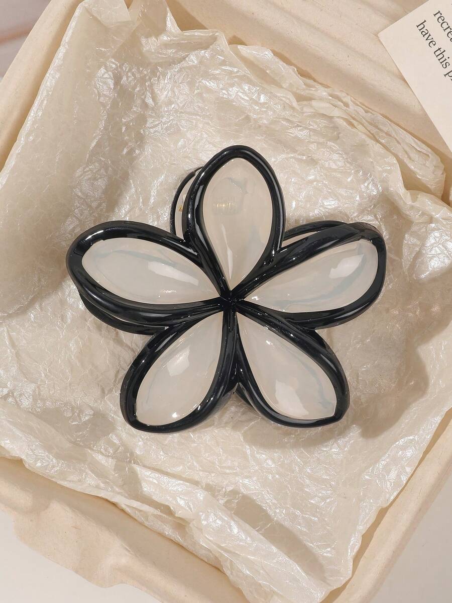 1 件 ABS 材质波西米亚风格果冻黑边米色雏菊花发夹适合海滩度假，春夏季发饰花发夹时尚发夹秋季配饰秋冬 - 彩色 - 查看 1