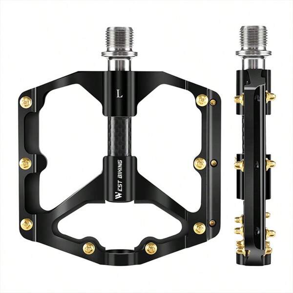 WEST BIKING Pedals Sanpeilin Carbon Fiber Shaft Sleeve Pedals Cycling Mountain Bike High Polished Surface Pedals
