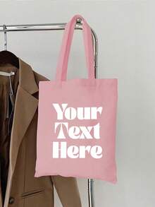 Personalized Canvas Tote Bag With Custom Text, Reusable Shopping Bag, Ideal For Gifts And Party Favors, All-Purpose, Large Capacity, Versatile, Multifunction, Colorful, Cute, Adorable, Contracted, Funny, Kawaii, Y2K, Minimalist, Commuting, Business Casual, Basics, Custom, Personalized, Unique, Customized, Her, Family, Friends, Girlfriend, For Anniversaries, For Birthdays, For Holiday/ Vacation, For Outdoors/Outings/Travel/Hiking/Stadium/Sports/Climbing, For Business/Commute/Work/Office, Customized Women Bags - Multicolor - View 12