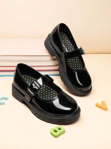 Mary Jane School Shoes For Girls - Chunky Platform Oxford Pumps | Uniform Dress Shoes For Toddler & Big Kids (Party, Everyday Wear) - màu đen - Xem 3