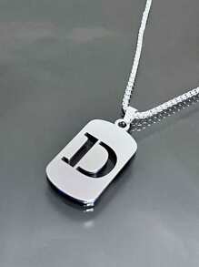 1 Peça Colar com Pingente de Etiqueta Geométrica de Aço Inoxidável com Letra em Inglês, Acessório de Moda para Homens, Adequado para Festa e Uso Diário