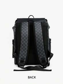 男士背包，复古花卉休闲旅行包，PU皮革翻盖背包，防刮耐用，轻便易携，适合旅行、露营、徒步、上学、大学、青年使用，情人节和返校礼物 - 黑色 - 查看 10