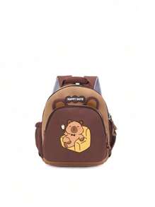 1pc卡通可爱水豚背包，可爱宝宝新款水豚背包，顺滑拉链，多种水豚图案，大容量多口袋，可放书籍、日用品、零食，适合青少年旅行和日常使用 - 卡皮巴拉雙肩包 - 查看 32