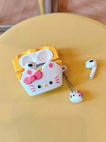 Sanrio 1 pieza Funda protectora con diseño de patatas fritas en 3D de dibujos animados y Gato Hello Kitty para AirPods Pro 2, Funda para auriculares inalámbricos Bluetooth Apple para AirPods 1/2/3 (Auriculares no incluidos)