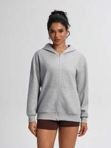 TCVC 女士休闲拉链连帽衫，舒适针织面料，宽松长袖，适合室内/室外瑜伽和休闲活动，秋冬季