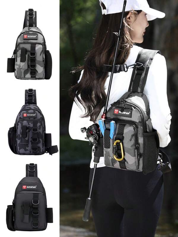 High-Quality Durable Fishing Tackle Bag With Rod Holder And Multiple Compartments, Suitable For Fishing And Outdoor Activities