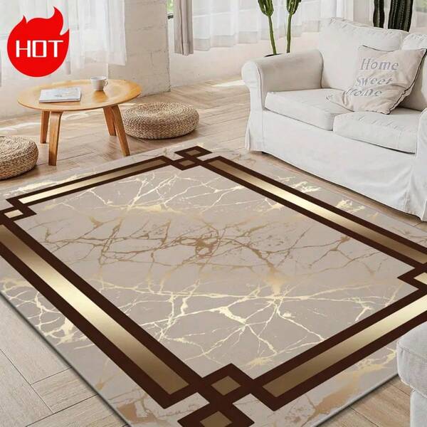 Geometric Patterned Carpet - Ultra-Soft, Absorbent, Thick, And Easy To Care For Polyester Rug, Suitable For Living Rooms, Bedrooms, And Offices - Vintage Bohemian Style Home Decor, Non-Slip And Machine Washable.