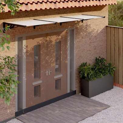 vidaXL Door Canopy Black Polycarbonate Large Durable Door Canopy Rectangular Contemporary Front Door Canopy Porch Canopy Over Door Canopy Door Canopy Awning