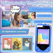 2025新款2.8英寸触摸屏儿童手机，双摄像头，内置学习游戏和音乐播放器，适合3-12岁男孩女孩的互动玩具，最佳圣诞节/生日礼物（含32GB SD卡） - 彩色 - 查看 10