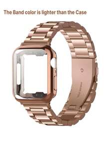 2 件不锈钢金属表带可调节、可拆卸，兼容 Apple Watch + TPU 保护壳，带屏幕保护膜，玫瑰金色，兼容 Apple Watch Ultra 3 2 1 系列 10 9 8 7 6 5 4 3 2 1，38/40/41/42/44/45/46/49 毫米，适合男女