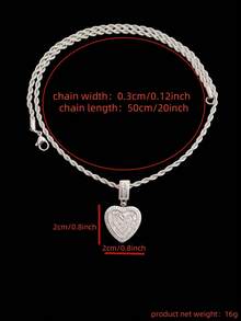 1 mặt dây chuyền hình trái tim Cubic Zirconia & dây chuyền xích 9mm, dây chuyền mặt dây chuyền phong cách Hip Hop dành cho nữ, dây chuyền mặt dây chuyền hình trái tim cổ điển thời trang, thích hợp để đeo hàng ngày hoặc dự tiệc, quà tặng ngày lễ tình nhân - Bạc - Xem 11