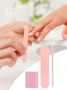 60/30/15/3件一次性美甲套装，30套独立包装美甲套装-迷你指甲锉，迷你指甲抛光器，美甲棒，适用于沙龙家居 - 粉色 - 查看 2