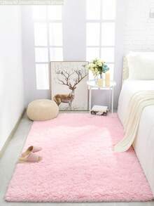 4 英尺 X 6 英尺柔软毛茸茸地毯，可洗地毯垫，适用于客厅、卧室、宿舍、大学、公寓，粉色地毯装饰，适合男孩和女孩的房间