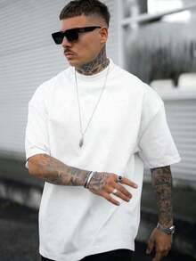 2025LCMen Solid Mock Neck TeeCasual Daily Wear Men Shirts,Tees,Mens Clothes,-Shirt,Retro-Shirt,Male And Female Neutral Short Sleeves,Clothes Plus Size,Sweatshirt,Clothes Women,Tops,New Year's Clothing,Womens Tops,Spring,Summer Tops Women,Spring Clothes,Vacation Outfits ,Summer Outfits,Tees Women - 白色 - 查看 11