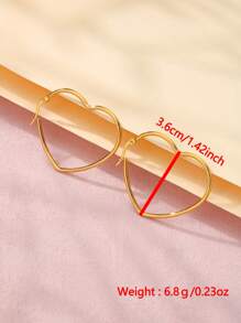 一对全新个性化不锈钢镂空心形耳环哑光简约金属耳线女士浪漫个性礼物 - 金色 - 查看 5