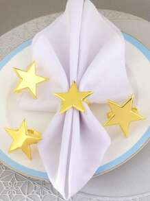 2/4/6 Stück, Stern Mond Servietten-Ring Kombinationsset, Al-Adha Servietten-Clips zum Dekorieren des Esstisches, goldener Mond Serviettenhalter